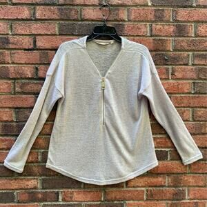 Soft Surroundings Womens Valentina Pullover Sweater Beige Long Sleeve V Neck XS